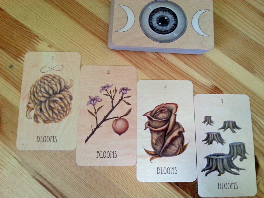 The Wooden Tarot: Suit of Blooms 2-5